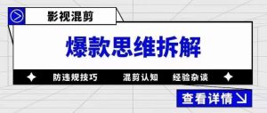 影视混剪爆款思维拆解，从混剪认知到0粉丝小号案例，讲防违规技巧，混剪遇到的问题如何解决等-大东资源库