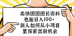 卖快团团团长资料也能日入100+新人如何从小项目里探索出新机会-大东资源库
