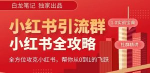 【白龙笔记】价值980元的《小红书运营和引流课》，日引100高质量粉-大东资源库