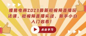 推易电商2023最新短视频直播玩法课，短视频直播实战，新手小白入门必看！-大东资源库