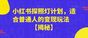 小红书探照灯计划，适合普通人的变现玩法【揭秘】-大东资源库