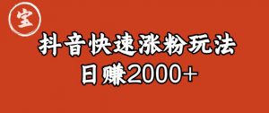 宝哥私藏·抖音快速起号涨粉玩法（4天涨粉1千）（日赚2000+）【揭秘】-大东资源库