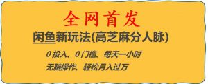 闲鱼新玩法(高芝麻分人脉)0投入0门槛,每天一小时，轻松月入过万【揭秘】-大东资源库