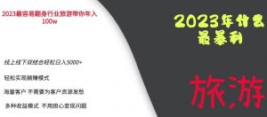 2023年最暴力项目，旅游业带你年入100万，线上线下双结合轻松日入5000+【揭秘】-大东资源库