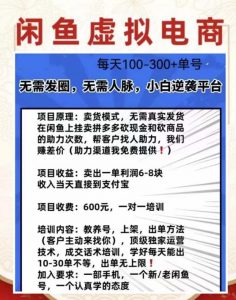 外边收费600多的闲鱼新玩法虚似电商之拼多多助力项目，单号100-300元-大东资源库