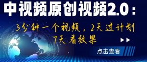 中视频原创视频2.0：3分钟一个视频，2天过计划，7天看效果【揭秘】-大东资源库
