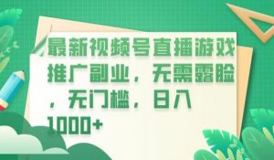 最新视频号直播游戏推广副业，无需露脸，无门槛，日入1000+【揭秘】-大东资源库