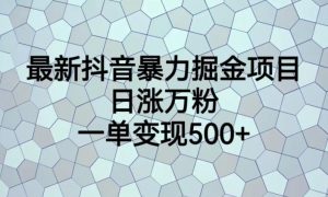 最新抖音暴力掘金项目，日涨万粉，一单变现500+【揭秘】-大东资源库