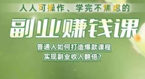 人人可操作、学完不焦虑的副业赚钱课，普通人如何打造爆款课程，实现副业收入翻倍-大东资源库