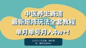 暴利赛道中医养生赛道最新矩阵玩法，单月单号月入4w+！【揭秘】-大东资源库