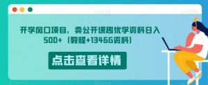 开学风口项目，卖公开课趣优学资料日入500+（教程+1346G资料）【揭秘】-大东资源库