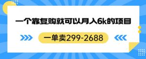 一单卖299-2688，一个靠复购就可以月入6k的暴利项目【揭秘】-大东资源库