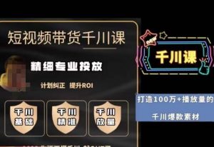 短视频带货-千川专业投放课，​精细化专业投放，计划纠正，提升ROI-大东资源库