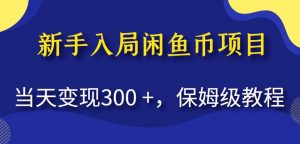新手入局闲鱼币项目，当天变现300+，保姆级教程【揭秘】-大东资源库