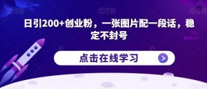 日引200+创业粉，一张图片配一段话，稳定不封号【揭秘】-大东资源库