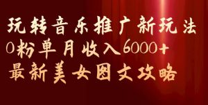 玩转音乐推广新玩法，0粉单月收入6000+，最新美女图文攻略【揭秘】-大东资源库