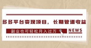 多多平台变现项目，长期管道收益，副业也可轻松月入过万-大东资源库