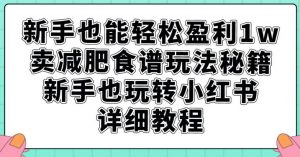 新手也能轻松盈利1w，卖减肥食谱玩法秘籍，新手也玩转小红书详细教程【揭秘】-大东资源库
