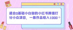适合0基础小白做的小红书颜值打分小众项目，一条作品收入1000＋【揭秘】-大东资源库