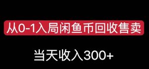 从0-1入局闲鱼币回收售卖，当天变现300，简单无脑【揭秘】-大东资源库