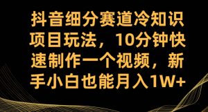 抖音细分赛道冷知识项目玩法，10分钟快速制作一个视频，新手小白也能月入1W+【揭秘】-大东资源库