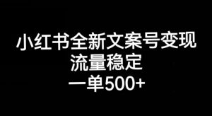 小红书全新文案号变现，流量稳定，一单收入500+-大东资源库