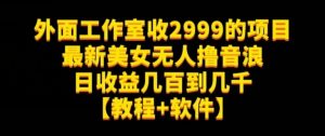 外面工作室收2999的项目最新美女无人撸音浪日收益几百到几千【教程+软件】（仅揭秘）-大东资源库