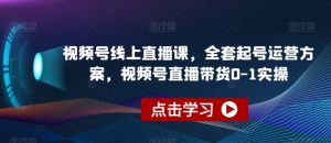 视频号线上直播课，全套起号运营方案，视频号直播带货0-1实操-大东资源库