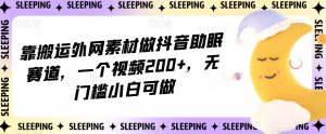 靠搬运外网素材做抖音助眠赛道，一个视频200+，无门槛小白可做【揭秘】-大东资源库