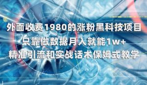 外面收费1980的涨粉黑科技项目，只靠做数据月入就能1w+【揭秘】-大东资源库