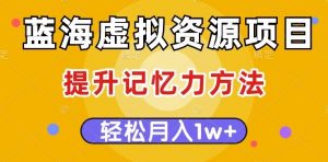 蓝海虚拟资源项目，提升记忆力方法，多种变现方式，轻松月入1w+【揭秘】-大东资源库