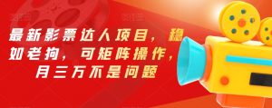 最新影票达人项目，稳如老狗，可矩阵操作，月三万不是问题【揭秘】-大东资源库