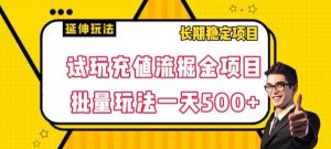 试玩充值流掘金项目，批量矩阵玩法一天500+【揭秘】-大东资源库