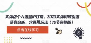 实体店个人流量IP打造，2023实体同城引流获客必听，含直播玩法（75节完整版）-大东资源库