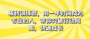 板砖训练营，用一年时间成为专业的人，带你突破行动局限，快速成长-大东资源库