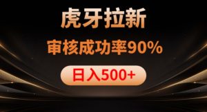 虎牙拉新项目，审核通过率90%，日入1000+-大东资源库