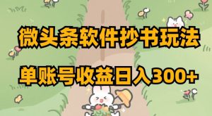 微头条软件抄书玩法，单账号收益日入300+【揭秘】-大东资源库