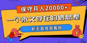 一个永久存在的信息差,保守月入20000+,新手直接跟着做【揭秘】-大东资源库