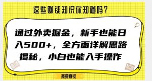 通过外卖掘金，新手也能日入500+，全方面详解思路揭秘，小白也能上手操作【揭秘】-大东资源库
