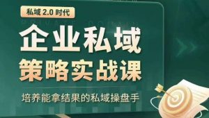 私域2.0时代：企业私域策略实战课，培养能拿结果的私域操盘手-大东资源库