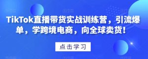 TikTok直播带货实战训练营，引流爆单，学跨境电商，向全球卖货！-大东资源库