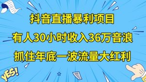 抖音直播暴利项目，有人30小时收入36万音浪，公司宣传片年会视频制作，抓住年底一波流量大红利【揭秘】-大东资源库