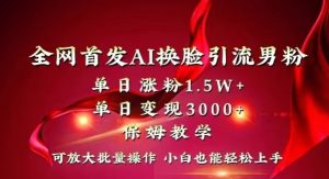 全网首发Ai换脸引流男粉，单日涨粉1.5w+，单日变现3000+，小白也能轻松上手拿结果【揭秘】-大东资源库