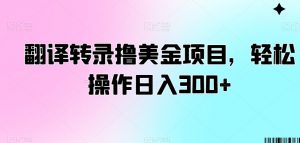 翻译转录撸美金项目，轻松操作日入300+【揭秘】-大东资源库