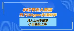 小红书无人直播月入30gmv实操教学，月入上w不是梦，小白轻松上手【揭秘】-大东资源库