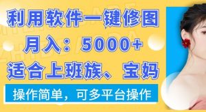 利用软件一键修图月入5000+，适合上班族、宝妈，操作简单，可多平台操作【揭秘】-大东资源库