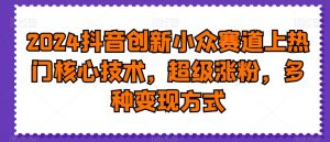 2024抖音创新小众赛道上热门核心技术，超级涨粉，多种变现方式【揭秘】-大东资源库