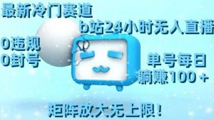 最新冷门赛道，b站24小时无人直播，0违规0封号，单号每日躺赚100＋，矩阵放大无上限【揭秘】-大东资源库