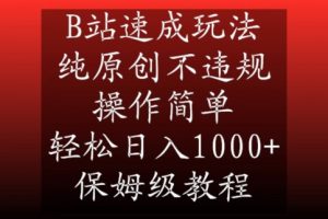 B站速成玩法，纯原创不违规，操作简单，轻松日入1000+，保姆级教程【揭秘】-大东资源库