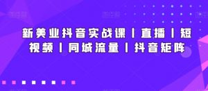 新美业抖音实战课丨直播丨短视频丨同城流量丨抖音矩阵-大东资源库